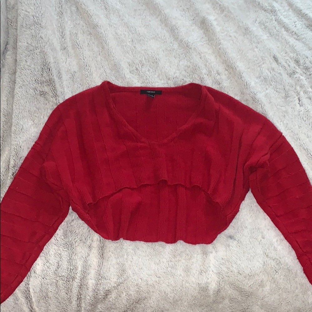 Cropped red sweater